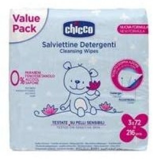 Влажные салфетки - Chicco (3 упаковки по 72 салфетки)