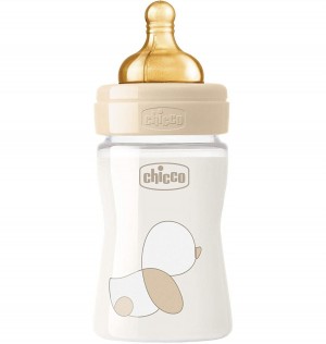 Детская бутылочка стеклянная T Rubber - Chicco Original Touch (нейтральная 0M+ нормальный поток 150 мл)